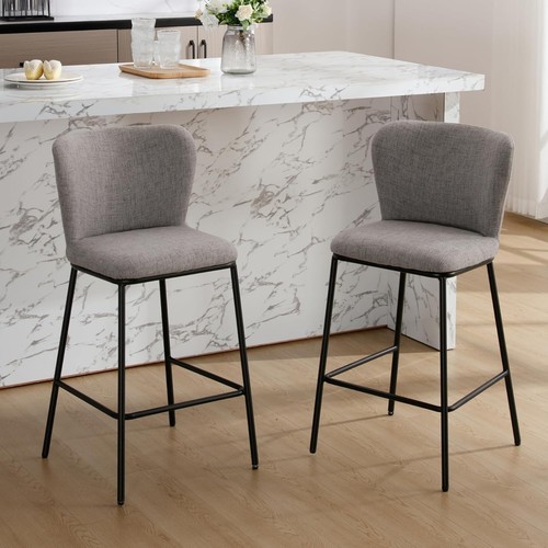 Grey linen bar stool - set, –